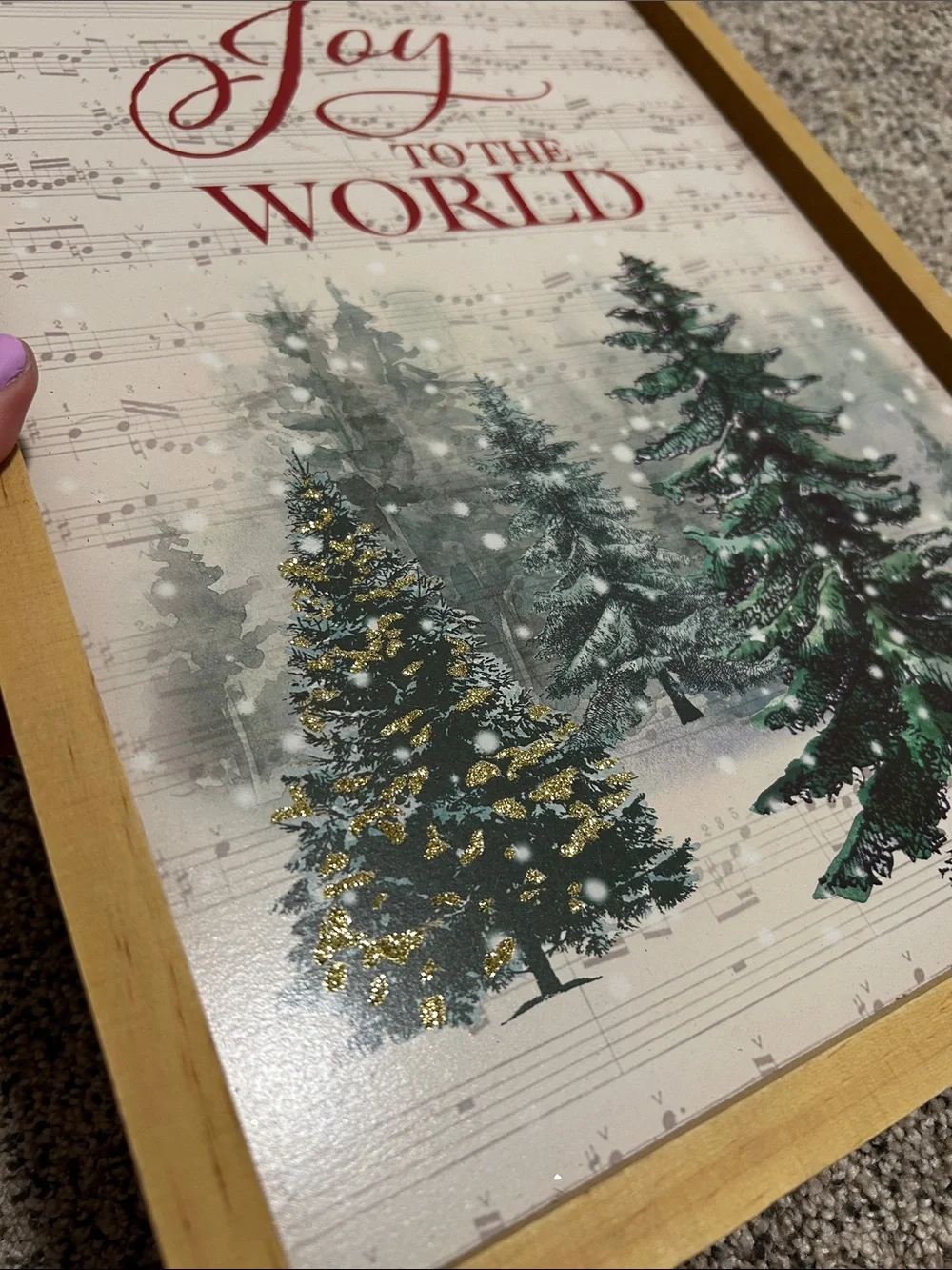 Christmas Joy to the World Framed Holiday Glitter Holiday Wall Hanging